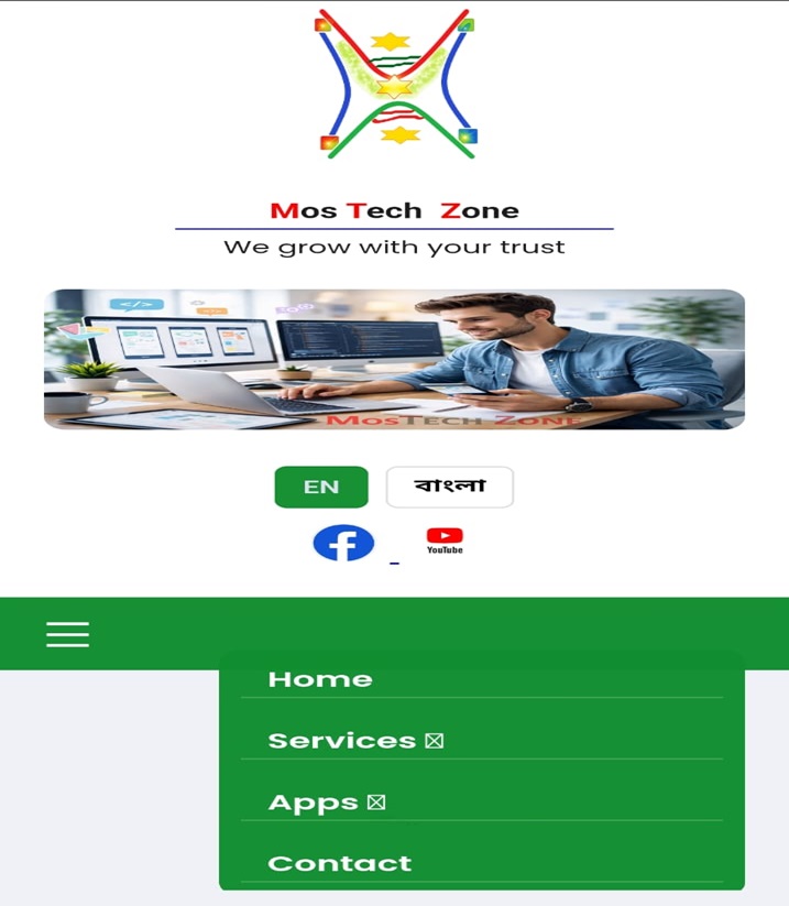 web desplayed on mobile device